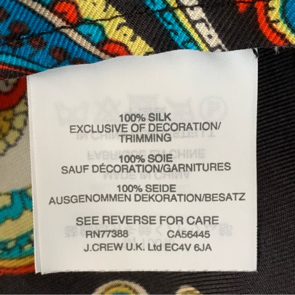 J. Crew Paisley Print Long-Sleeve Silk Blouse, Size Large/XL - Picture 12 of 13